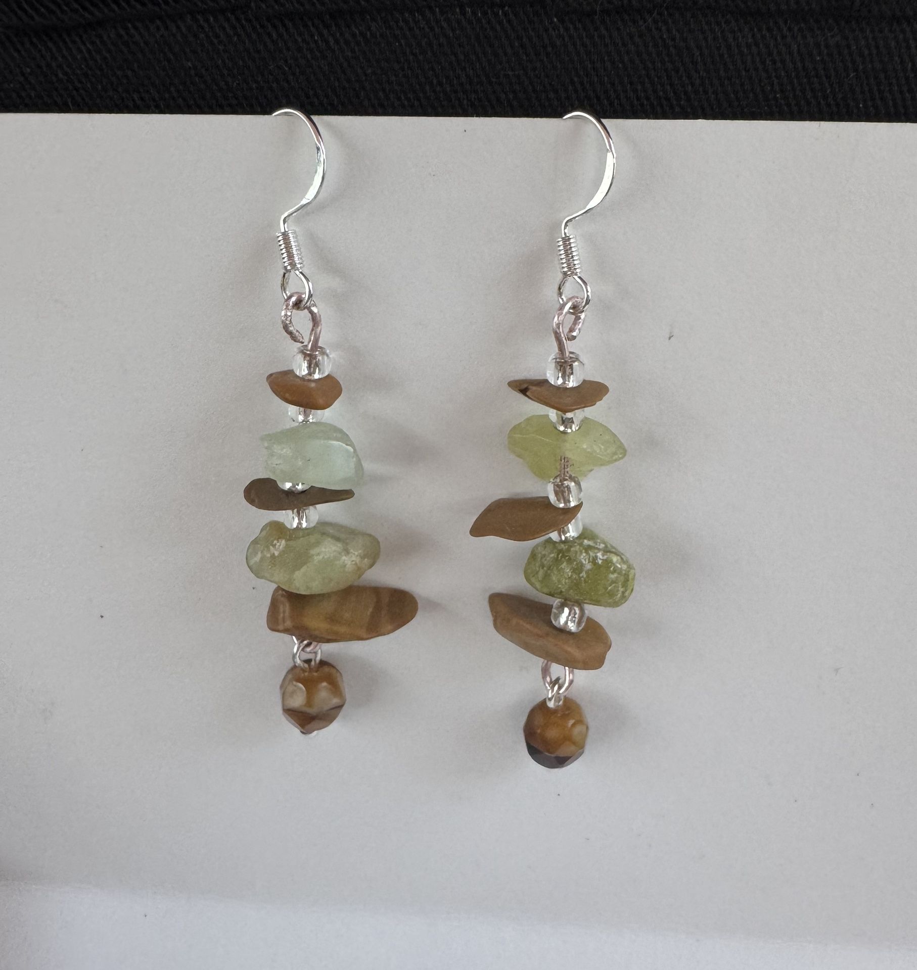 Natural Agate And Tiger’s Eye Dangle Earrings