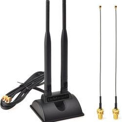 Eightwood 2.4GHz 5GHz Dual Band WiFi Antenna RP-SMA Male Antenna with IPEX U.FL to RP-SMA Female Cable 6 inch (2-Pack) for Mini PCIe Network Card USB 