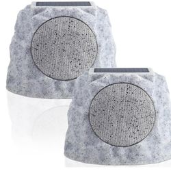 2-Pack Solar Rock Bluetooth Speakers – Outdoor Waterproof Garden Set