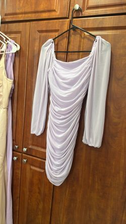 Lavender Ruched Bodycon Dress – Long Sleeve