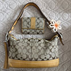 Coach Brown and Tan vintage East West Duffle/Shoulder Bag
