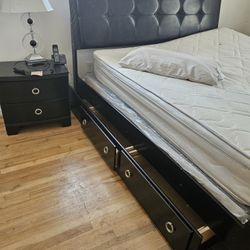 King Size Bed Frame And Box Spring-2 Night Stands And Dresser 
