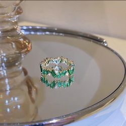 New Green Emerald Ring Size 6.5