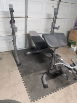 Gold Gym Olympic Weight Bench With Adjustable Bench,Squat Rack ,Leg Developer,Preacher Pad with Curl bar & Weight rack