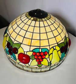 Vintage Stained Glass Crystal Tiffany Style Leaded Hanging Lamp