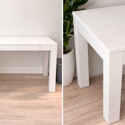 White Desk w/ Drawer – Modern Minimalist Office Desk – 47” – Excellent Condition 