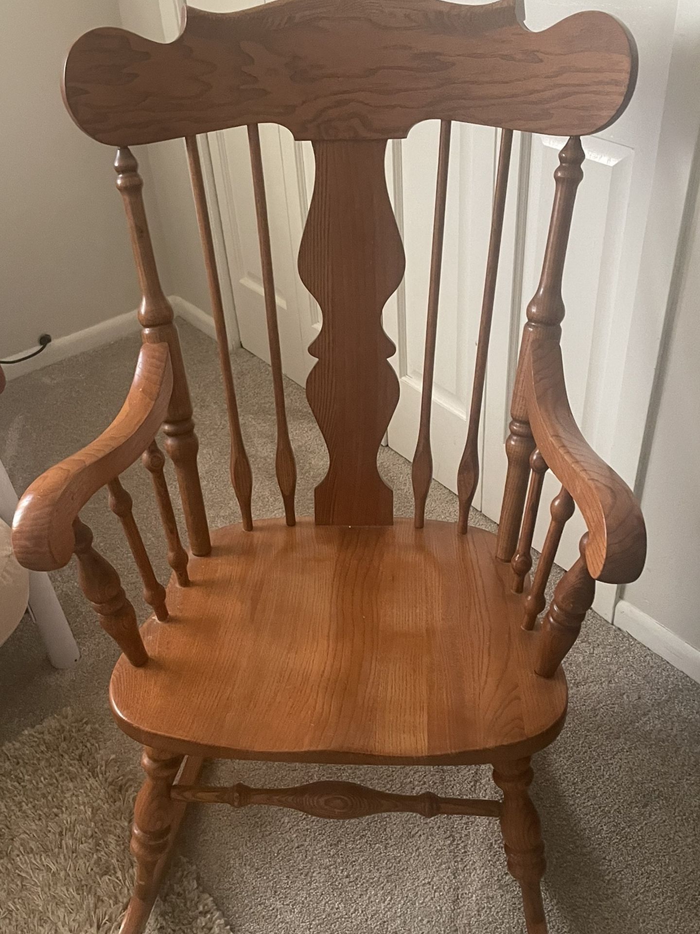 Solid Oak Wood Rocking Chair