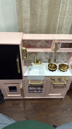 Pink play kitchen