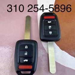 Honda Civic Accord Pilot CRV Fit Keys Llaves Y Controles Corte Incluido 