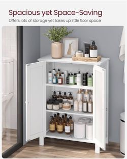 Bathroom Floor Storage Cabinet, Adjustable Shelves, Cloud White Bathroom Storage Unit, 11.8"D x 23.6"W x 31.5"H, HELAN Collection UBCB60W