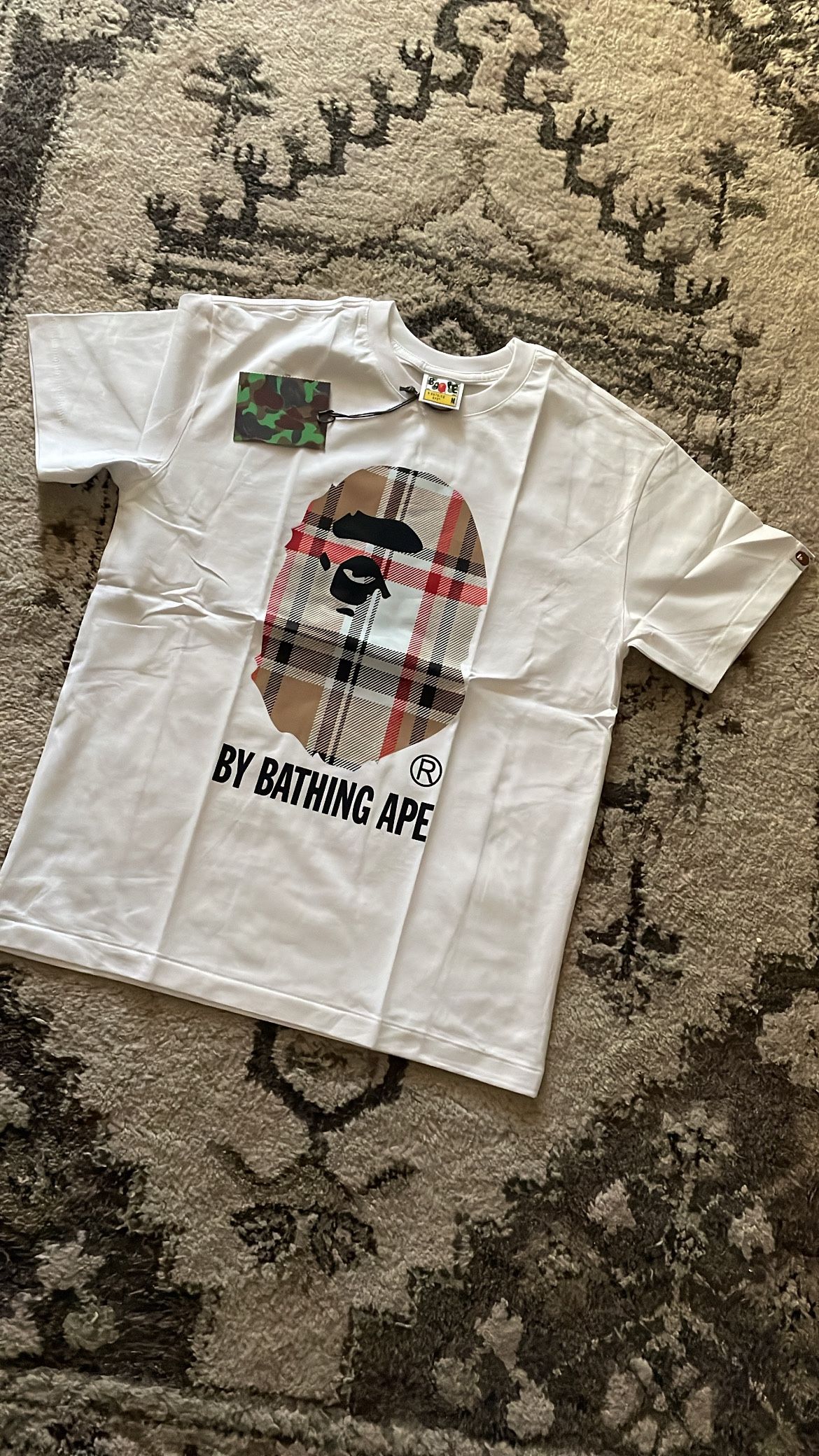 White Burberry Collab T Bape