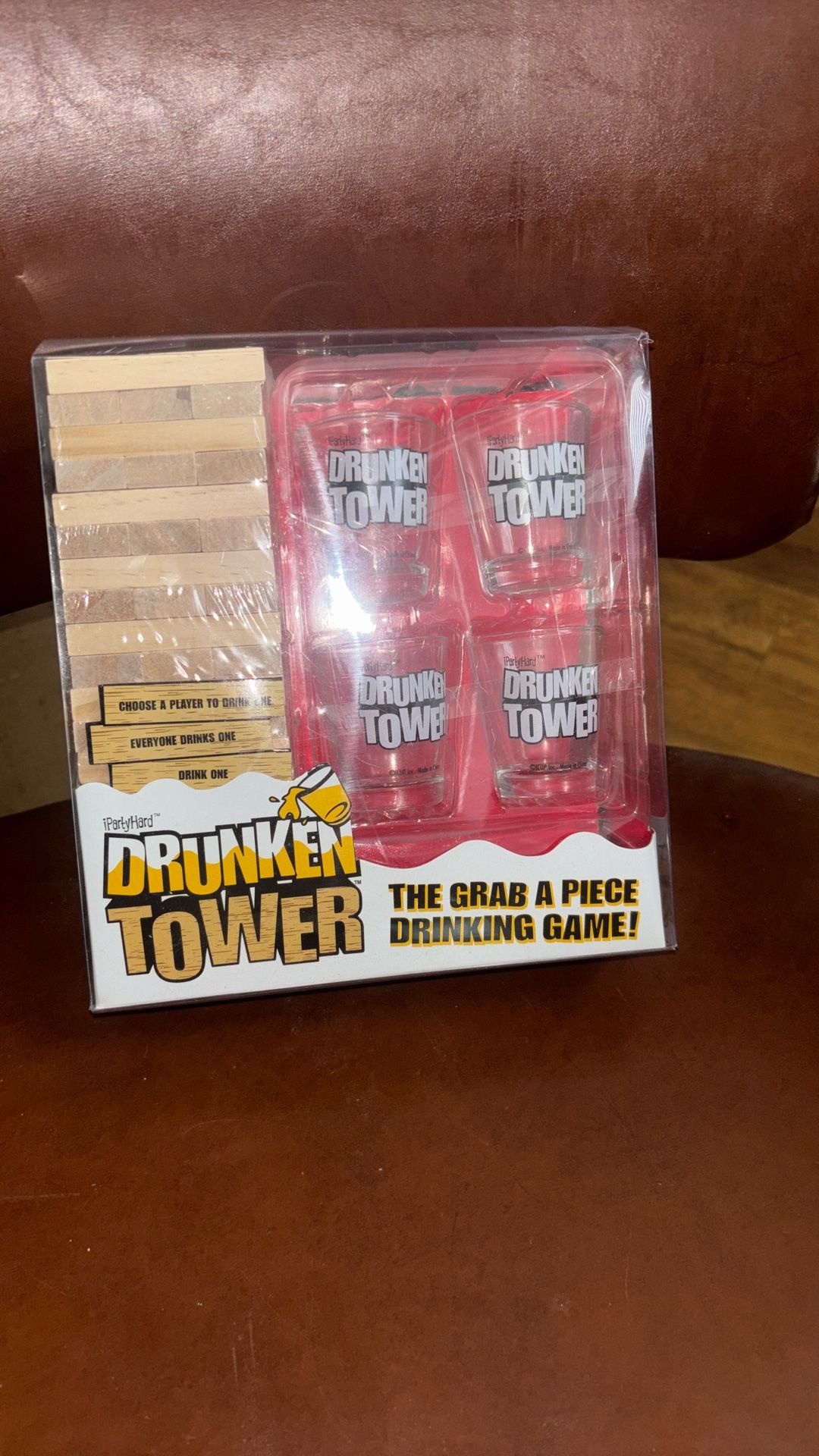 NEW Drunken Tower Shot Glass Jenga Grab A Piece Drinking Game 2-4 Players NIB
