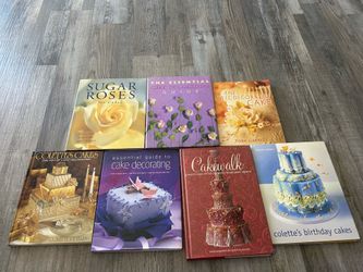Cake decorating books, lot of seven