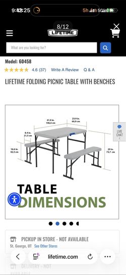 LIFETIME FOLDING PICNIC TABLE WITH BENCHES