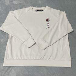 NEW Nike Portland Trail Blazers Sweater Men XXL Tall Beige NBA Dri-FIT Fleece DN6982