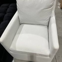 (Brand New)25" Wide Performance Fabric Upholstered Down Cushion Rolling Dining Armchair-Ivory