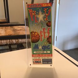 Orlando Magic 1994 NBA Playoffs Game VIP Commemorative Ticket in Lucite Pepsi