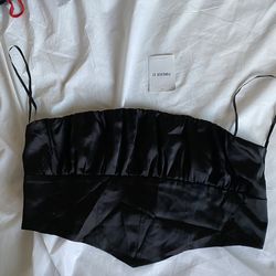 Black silk crop tube top