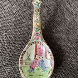 Vintage Chinese Porcelain Hand Painted 8.5” Serving Spoon
