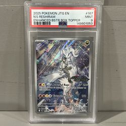 2025 Pokemon JTG EN N’s Reshiram Enhanced Box Topper PSA 9