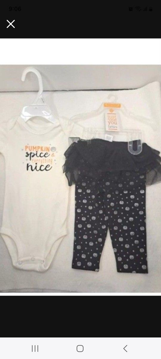 Halloween "Pumpkin & Spice & Everything Nice " 6 Months Bodysuit & Tutu Leggings