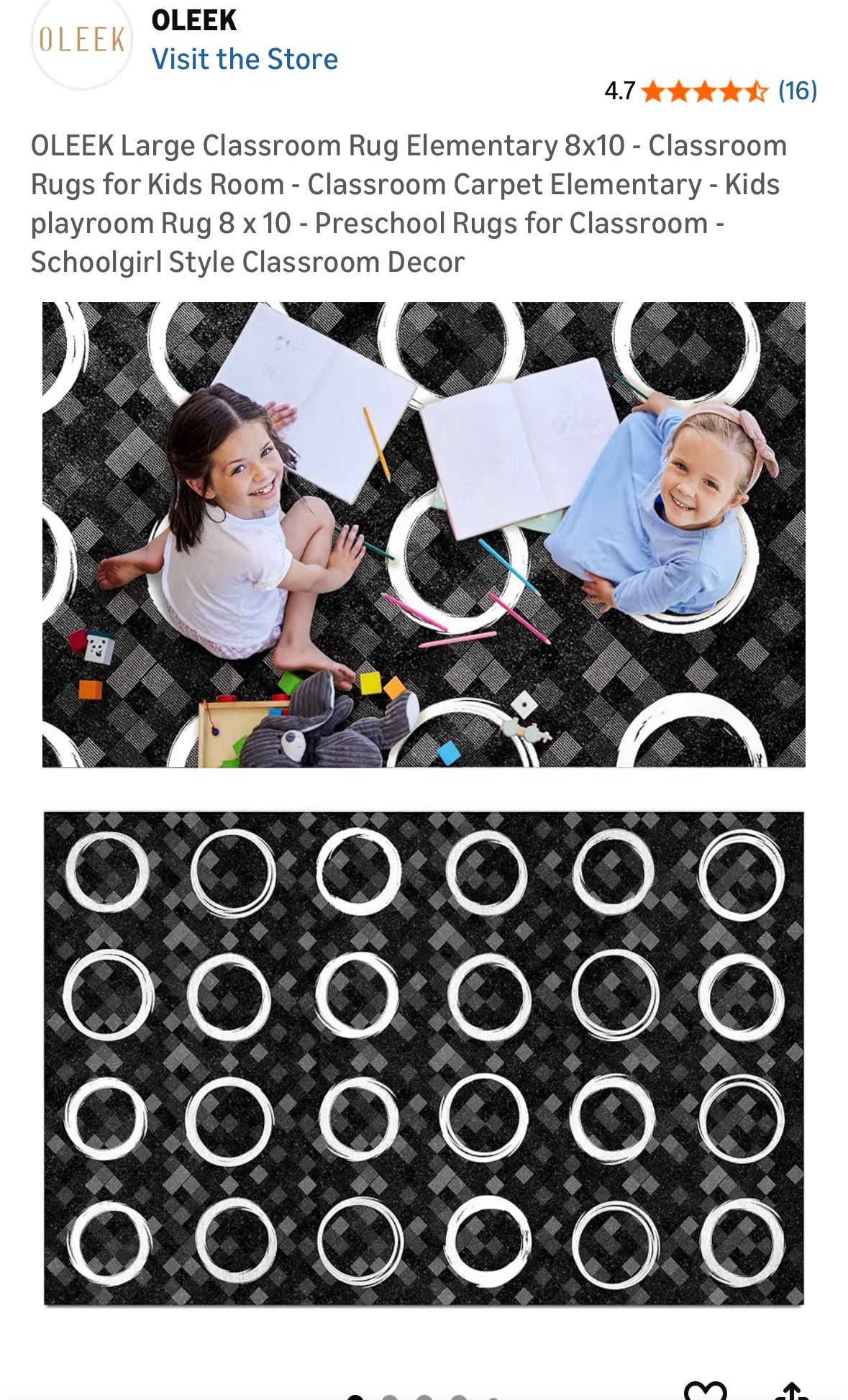 BRAND NEW - $220 OLEEK Large Classroom Rug Elementary 8x10