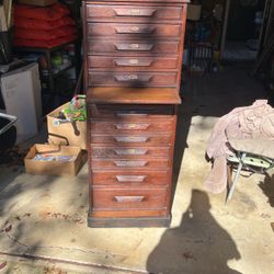 Antique Printer’s Type Set Cabinet 