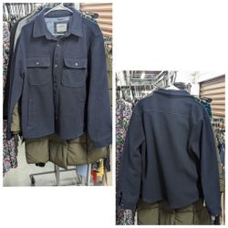 Old Navy Men's Large Navy Blue Heavy Button Up Shirt Jacket