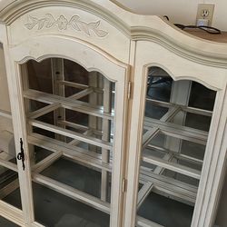 Lighted 2 piece China cabinet with glass shelves