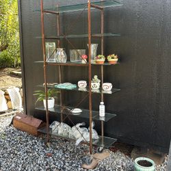 Vintage Rustic rolling shelf
