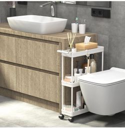 Simple Houseware Kitchen Cart Storage 3-Tier Slim/Super Narrow Shelves with Handle, 26.5'' Height/5.5'' Width for Narrow Place, 