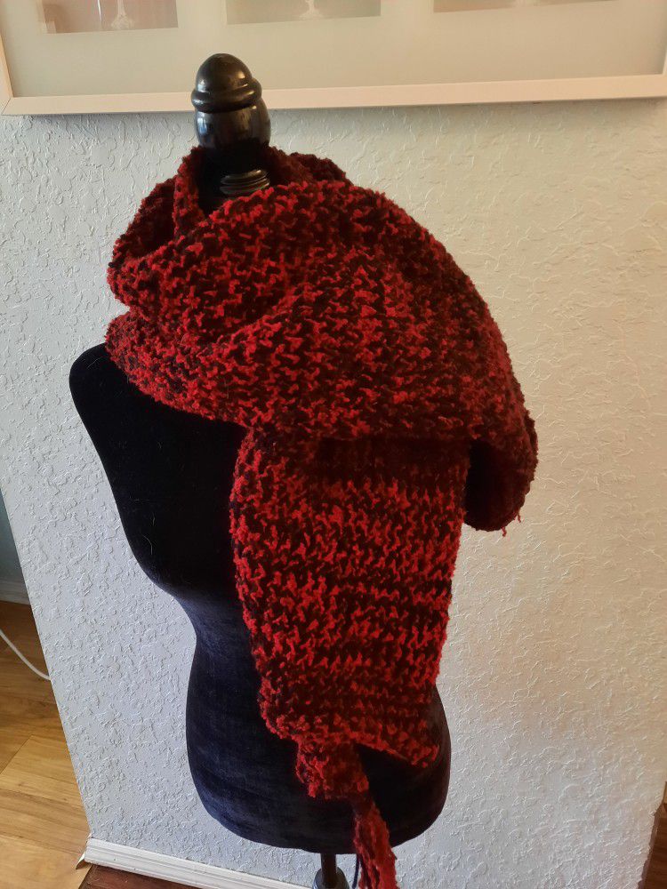 Red and black handcrafted shawl 