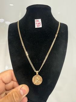 10K Solid Gold Chain and Pendant For Wedding 11.6Gr  25 Inches Long