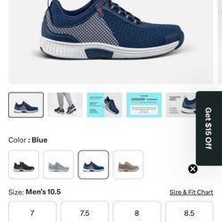 Orthofeet Edgewater Blue 10.5 2E Wide