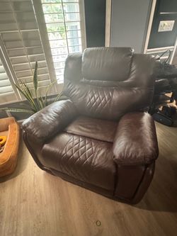 Brown leather recliner