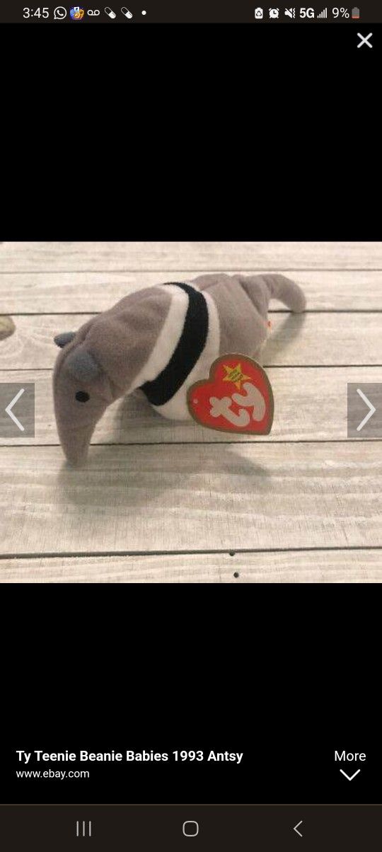 1993 Teenie Beanie Babies Antsy The Anteater