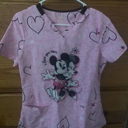 Minnie And Mickey Top Scrub