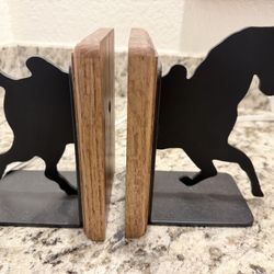 Vtg Iron Bookends Split Horse w/Woods 7”H 11”W, 6 Lb