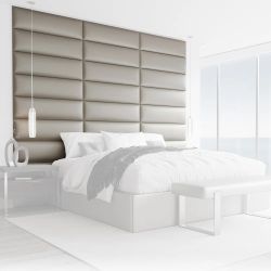 Sapan Upholstered Headboard + 12 Grey Wall Panels