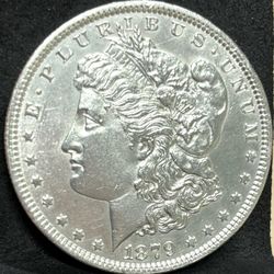 1879 CC MORGAN SILVER DOLLAR AU+++ DETAILS KEY DATE CARSON CITY COIN