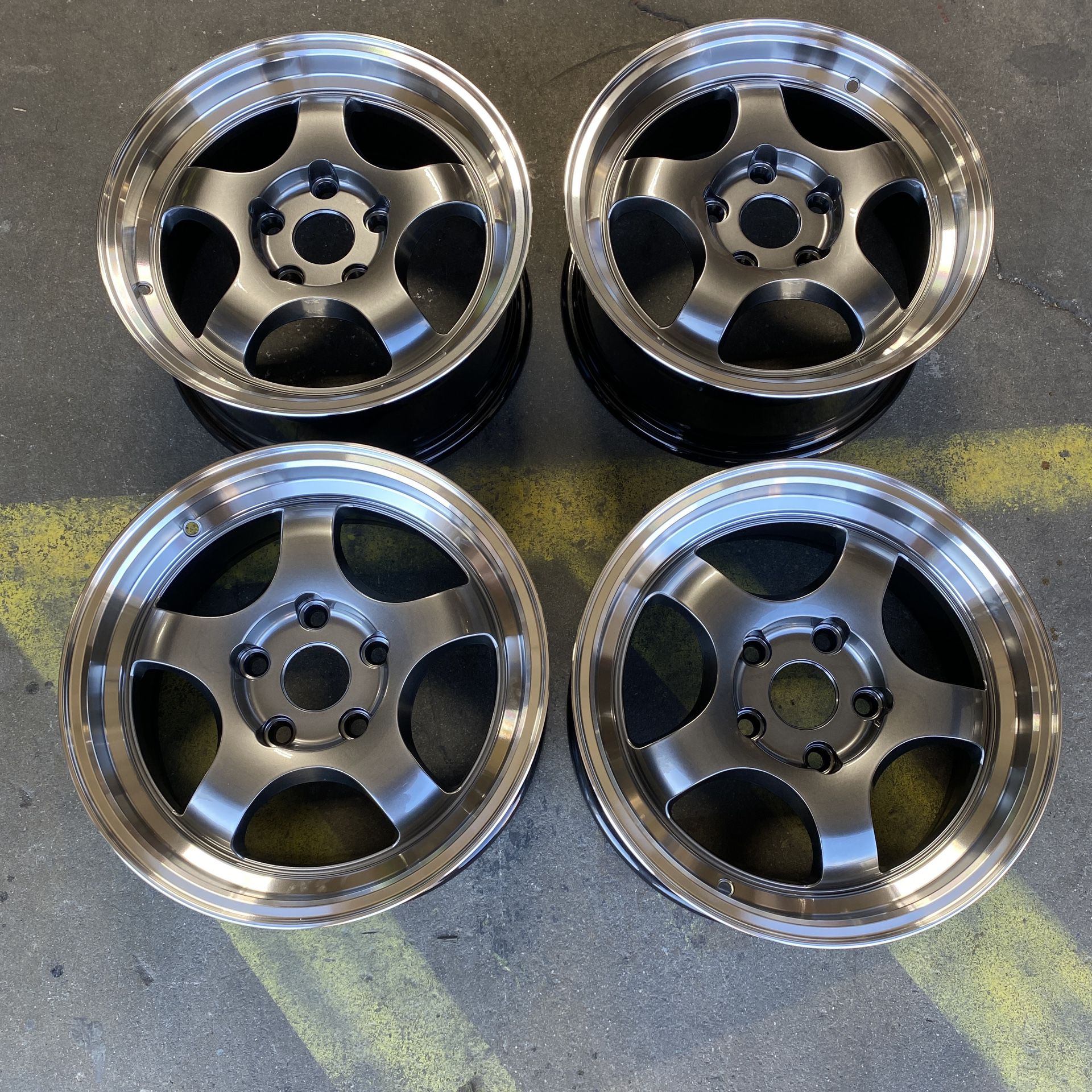 SSR Professor SP1 Style Black Edge Wheels Set of 4 Rims 15" 7J +35 (5X112/ 114.3) New