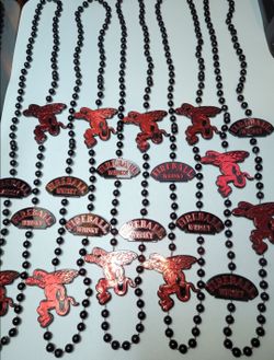 Fireball Necklace Beads Bulk. Mardi Gras Beads Necklace Black & Red 16" Long