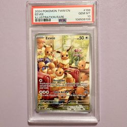 PSA 10 GEM MINT 2024 POKEMON TWM EN-TWILIGHT MASQUERADE 188 EEVEE IR
