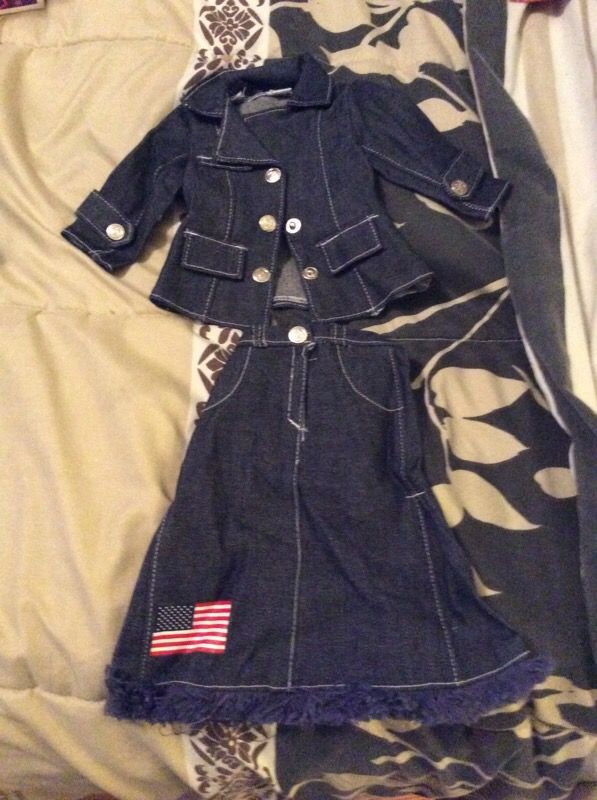 Denim long skirt and jacket for 18inch doll
