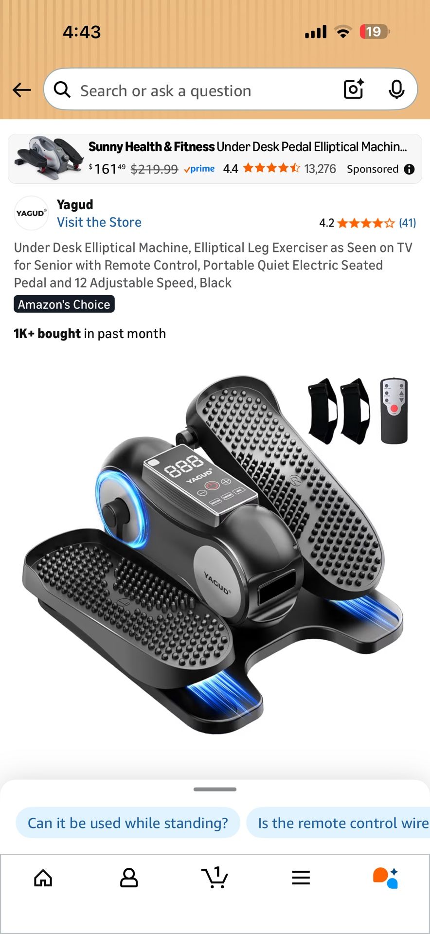 Under Desk Elliptical Machine, Elliptical Leg Exerciser as Seen on TV for Senior with Remote Control, Portable Quiet Electric Seated Pedal and 12 Adju