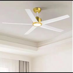 QRMOK 52 in Indoor/Outdoor White CCT Selectable LED Ceiling Fan w/Remote