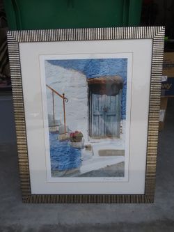 Framed Art Picture. Print By Yiorges Depollas. Matted & Beaurifully Framed. Wire Hang Backing. 25" X 31". Beautiful !.