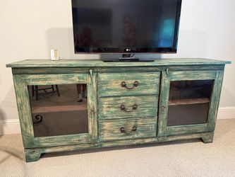 Solid wood distressed TV Console