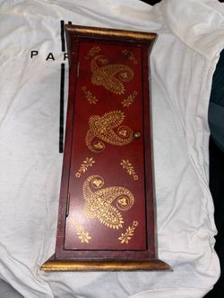 Red and Gold Paisley Wooden Key Cabinet