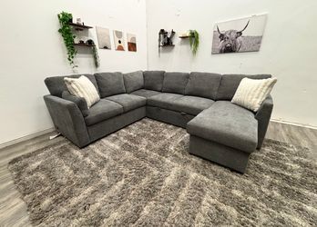 Gray Sleeper Sectional Couch - Delivery Available